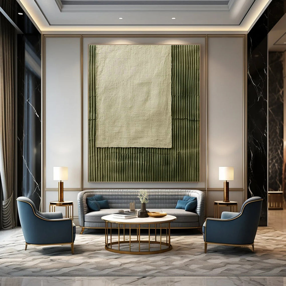 Monumental Large Custom Hand-Painted Abstract Art - Art Deco Chic for Luxury Hotel Lobbies  DLZ0332
