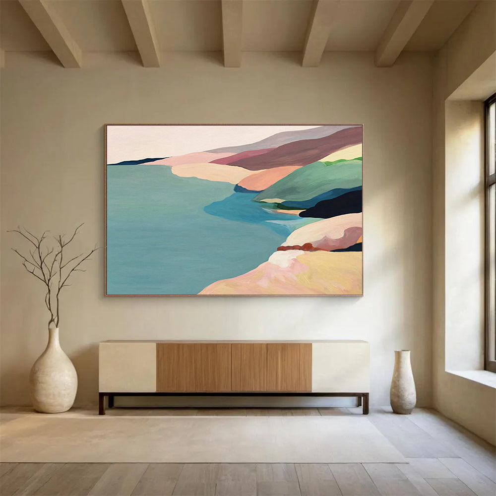 Oversized Custom Abstract Hand Painting for Deep-Sea Coral Reef Connectivity Research Project Office DLZ3125