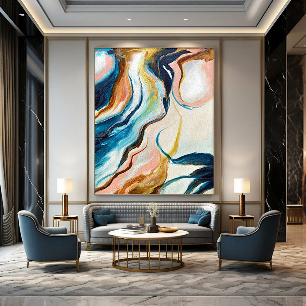 Towering Customizable Handmade Abstract Canvas for Medieval Reenactment Event Halls  DLZ0032