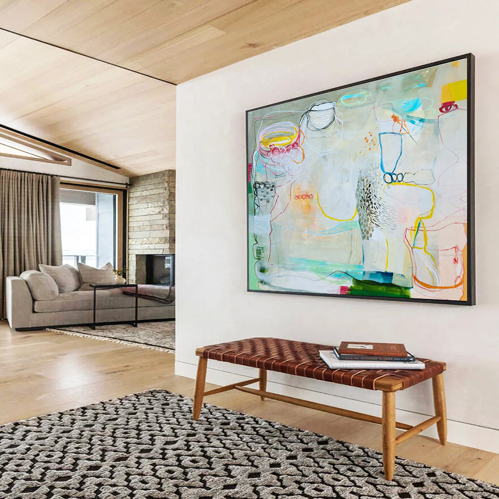 Customizable Large-Size Hand-Painted Abstract Painting for Living Room