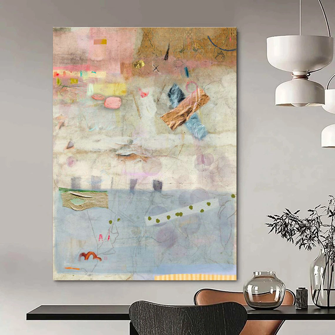 Striking Large Custom Hand-Painted Abstract Canvas - Bold Statement for Artistic Lofts  DLZ0167