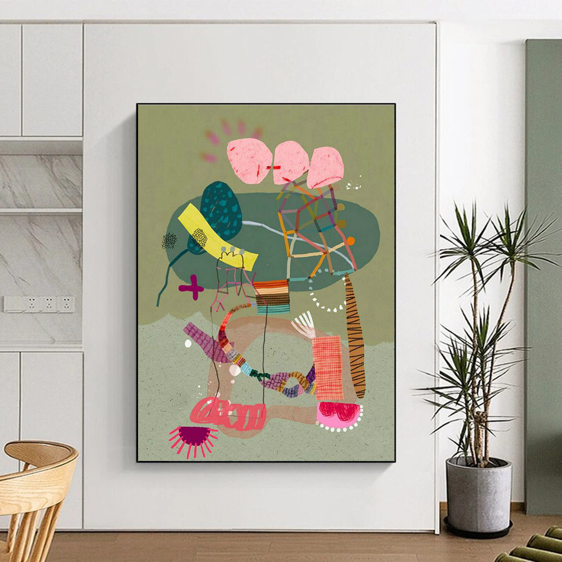 Immense Custom Hand-Painted Abstract Artwork - Engaging Decor for Museums  DLZ0175