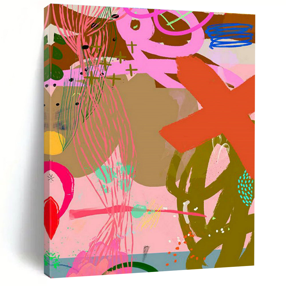 Extensive Custom Hand-Painted Abstract Painting - Dynamic Decor for Sports Bars  DLZ0154