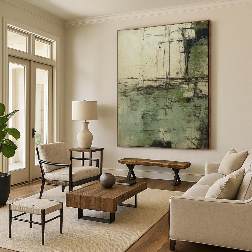 Grand Custom Hand-Painted Abstract Artwork - Artistic Sophistication for High-End Furniture Showrooms  DLZ0260