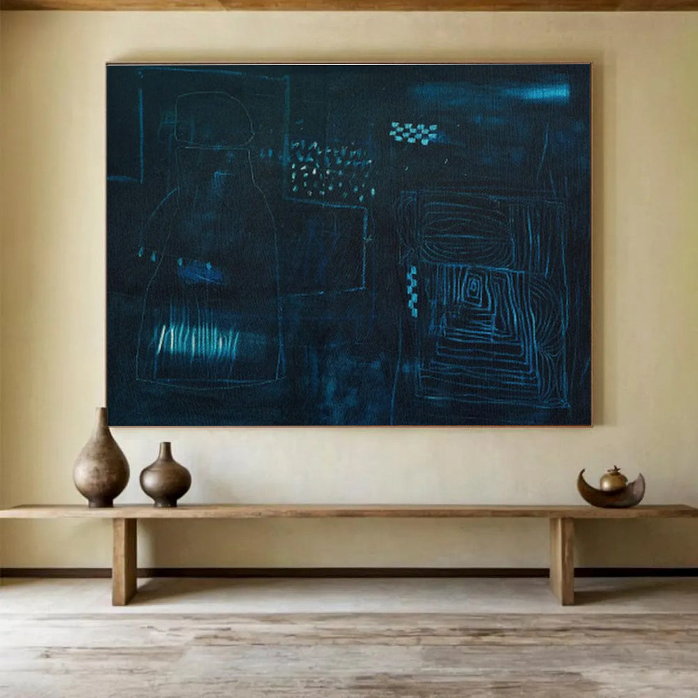 Monochromatic Gradient Custom Hand-Painted Abstract Art with Texture for Bathrooms and Humid Spaces