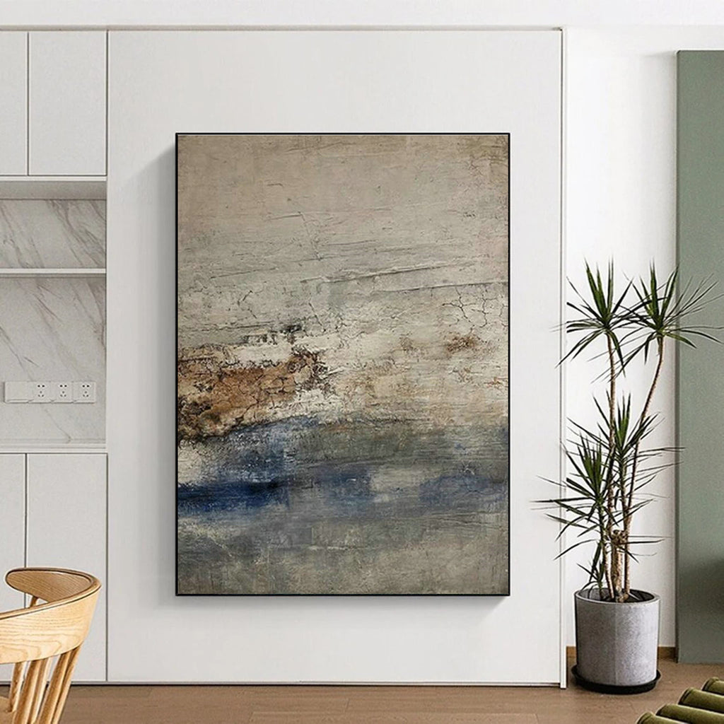 Expansive Custom Hand-Painted Abstract Canvas - Rustic Elegance for Cheese Tasting Rooms  DLZ0211