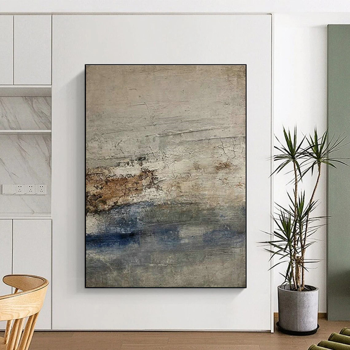 Expansive Custom Hand-Painted Abstract Canvas - Rustic Elegance for Cheese Tasting Rooms  DLZ0211