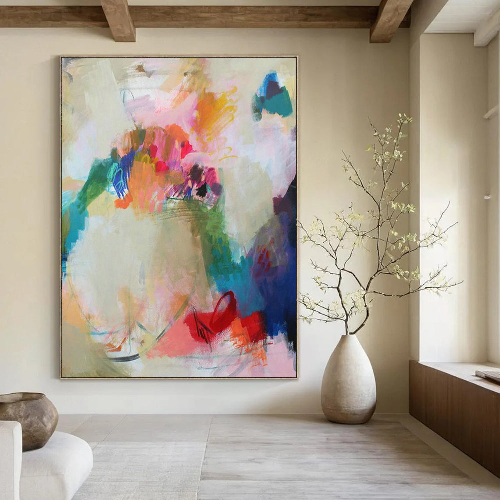 Spacious Custom Hand-Painted Abstract Art - Perfect for Community Centers  DLZ0150