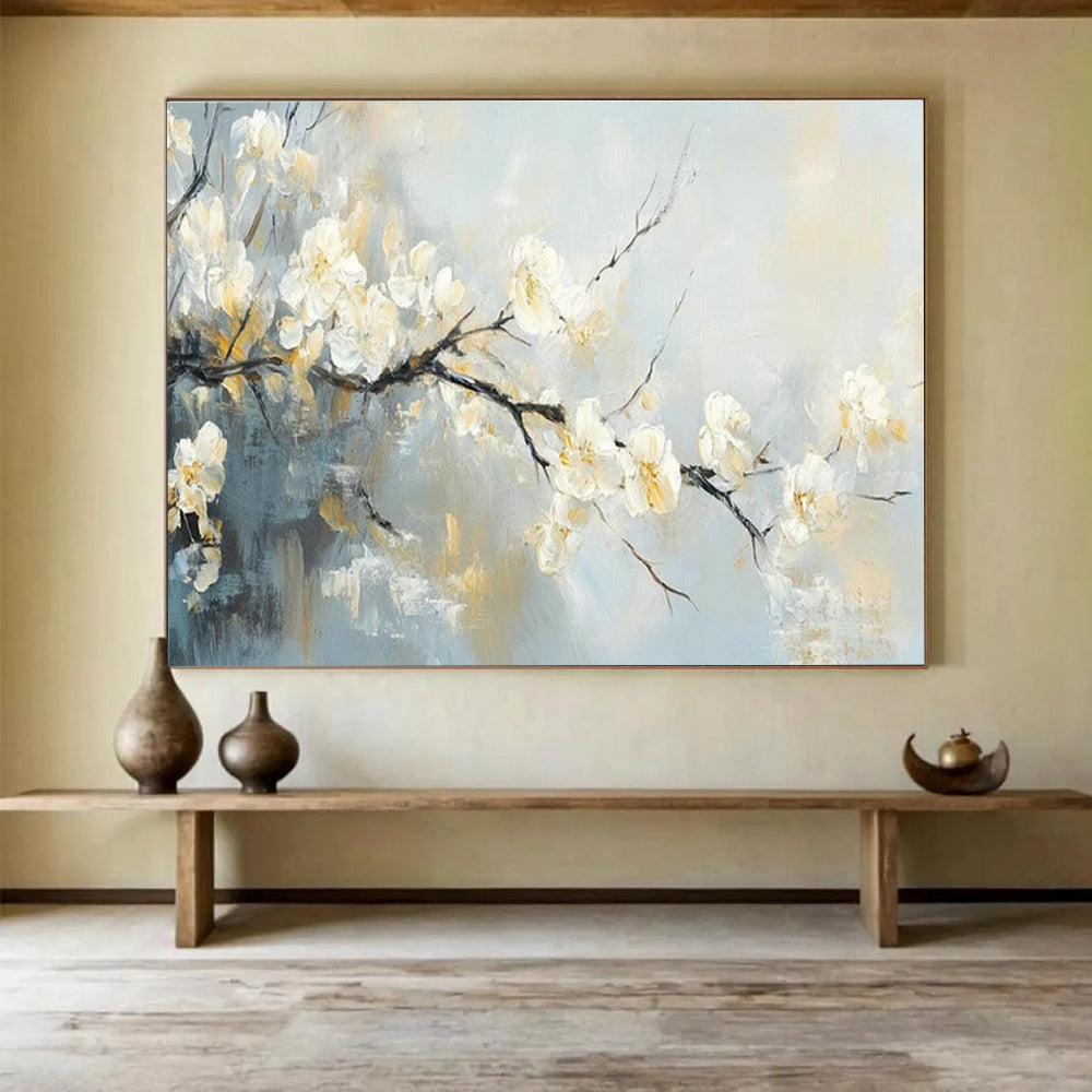 Oversized Custom Abstract Hand Painting for Arctic Freshwater Lake Ice Cover Dynamics and Its Impact on Aquatic Ecosystems Research Station DLZ3189