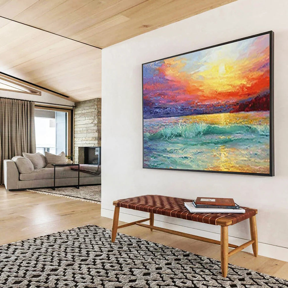 Oversized Hand-Painted Abstract Artwork, Vintage-inspired for Retro Interiors DLZ3243