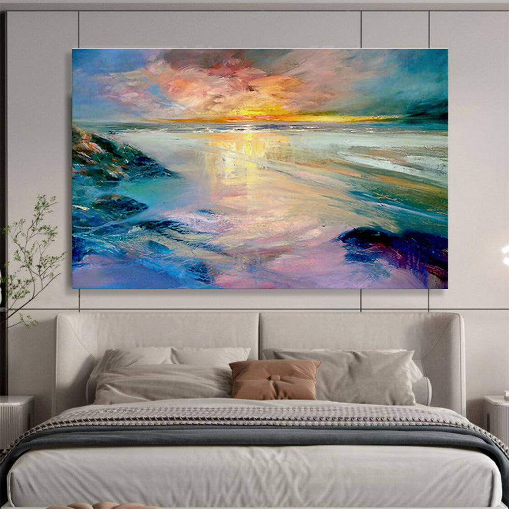 Bespoke Vertical Urban Aquarium Oversized Abstract Hand-Painted Art DLZ2597