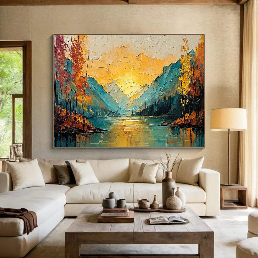 Big Custom Hand-Painted Abstract Canvas for Artisan Coffee Shops DLZ3291