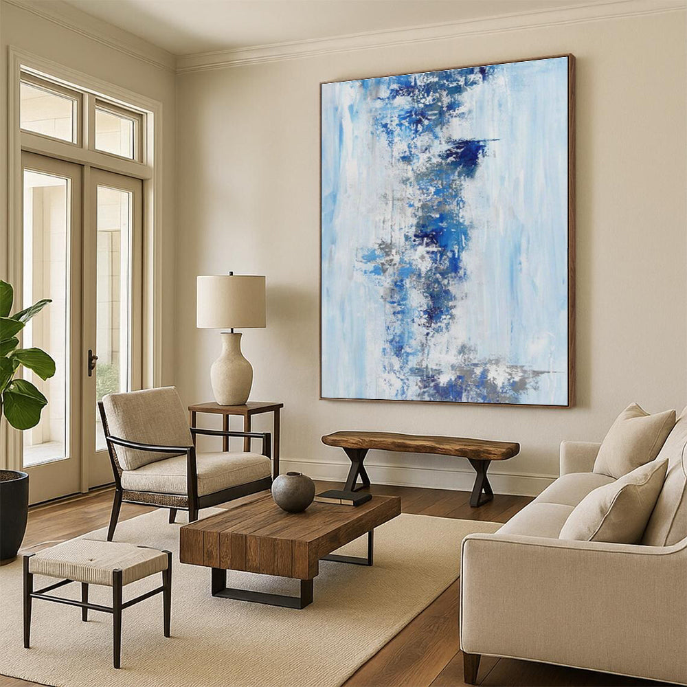 Oversized Custom Hand-Painted Abstract Artwork for Minimalist Interior Design Showrooms  DLZ0072
