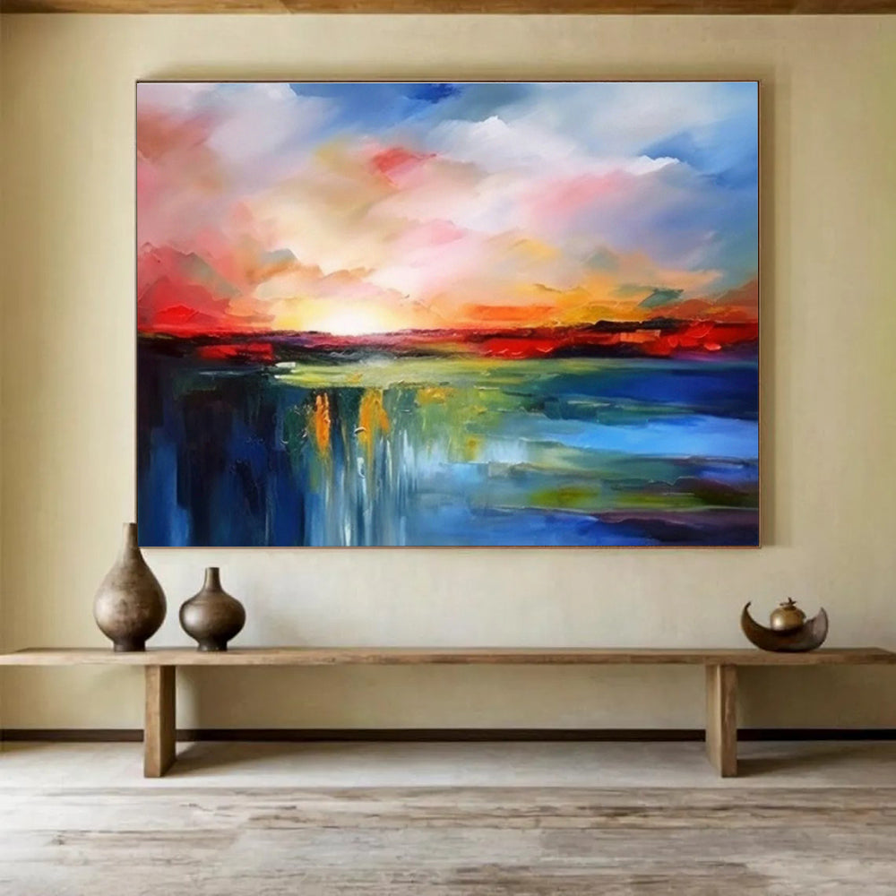 Bespoke Underwater Concert Hall Oversized Abstract Hand-Painted Art DLZ2541