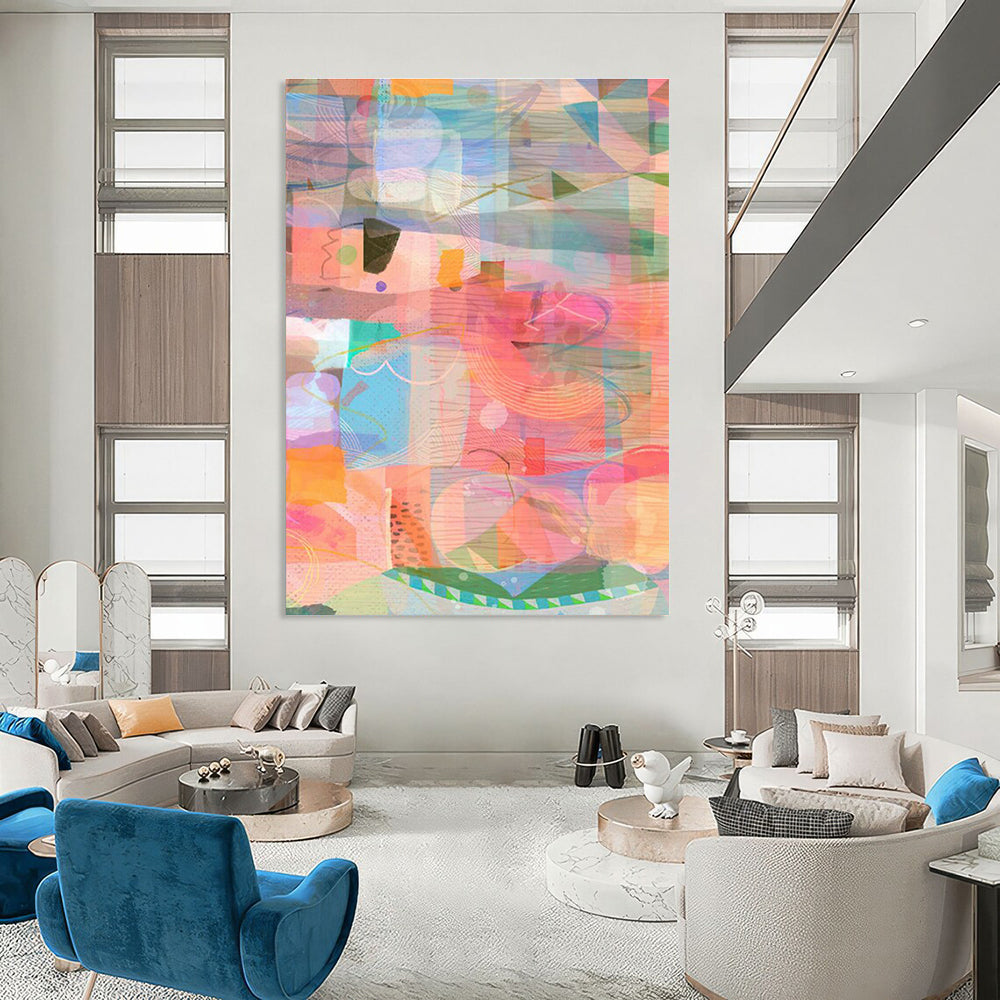 Expansive Custom Hand-Painted Abstract Artwork - Trendy Decor for Co-Working Spaces  DLZ0163