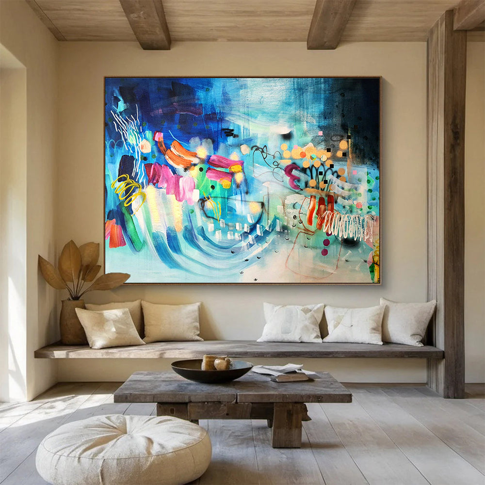 Prism Glass Custom Hand-Painted Abstract for Light Installation Art