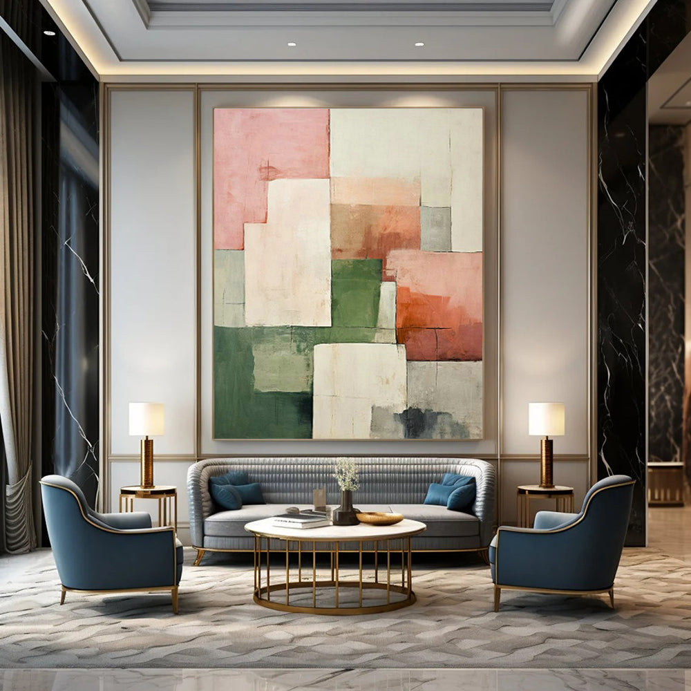 Immense Custom Hand-Painted Abstract Painting - Artistic Passion for Rock Music Concert Halls  DLZ0289