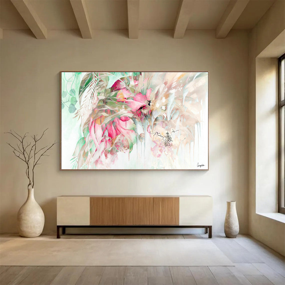 Oversized Custom Abstract Hand Painting for Jungle Safari Lodge Dining Pavilion DLZ2918