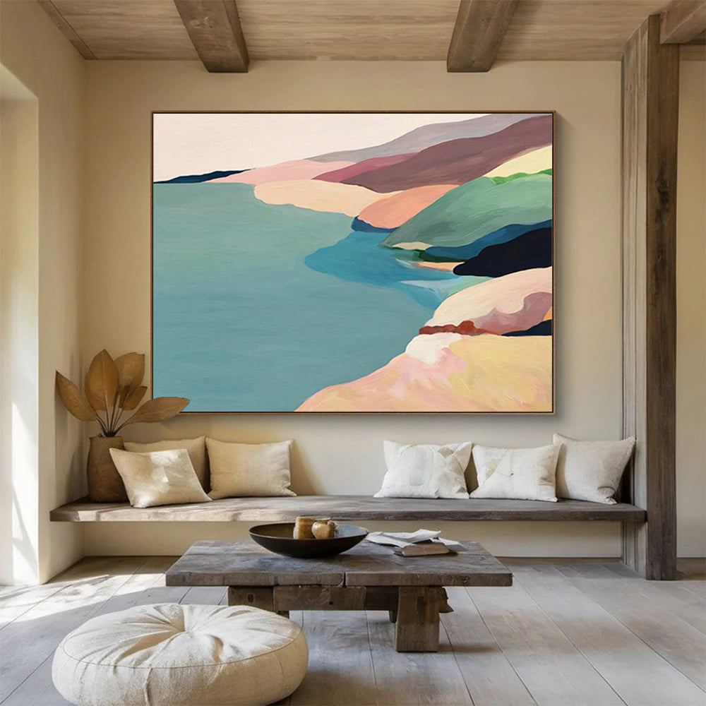 Oversized Custom Abstract Hand Painting for Deep-Sea Coral Reef Connectivity Research Project Office DLZ3125