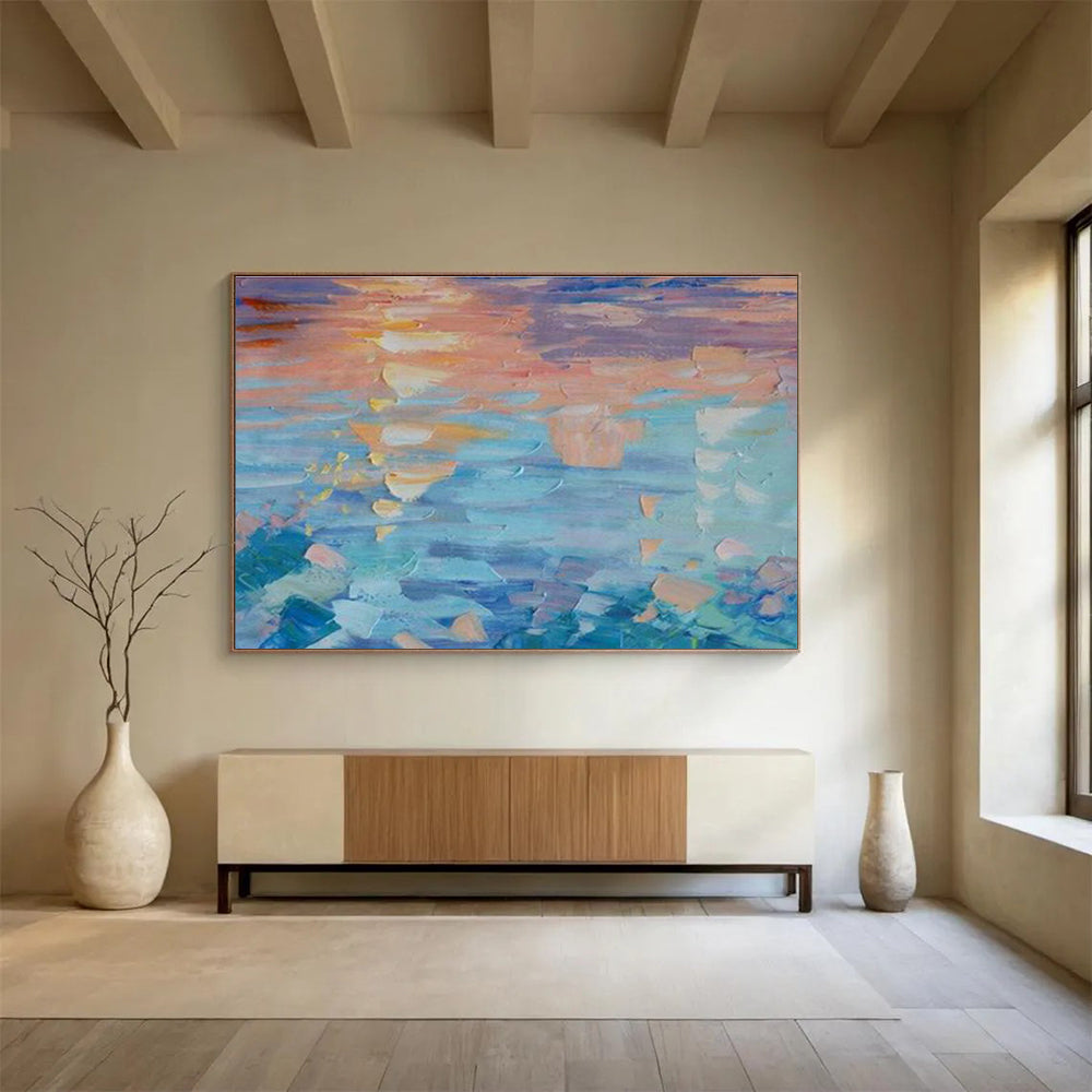 Oversized Custom Abstract Hand Painting for Arctic Freshwater Wetland Restoration Project Office DLZ3046