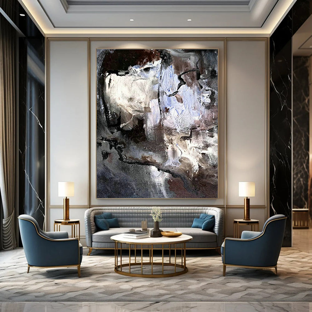 Extra Large Custom Hand-Painted Abstract Canvas for Traditional Native American Pottery Studios  DLZ0048