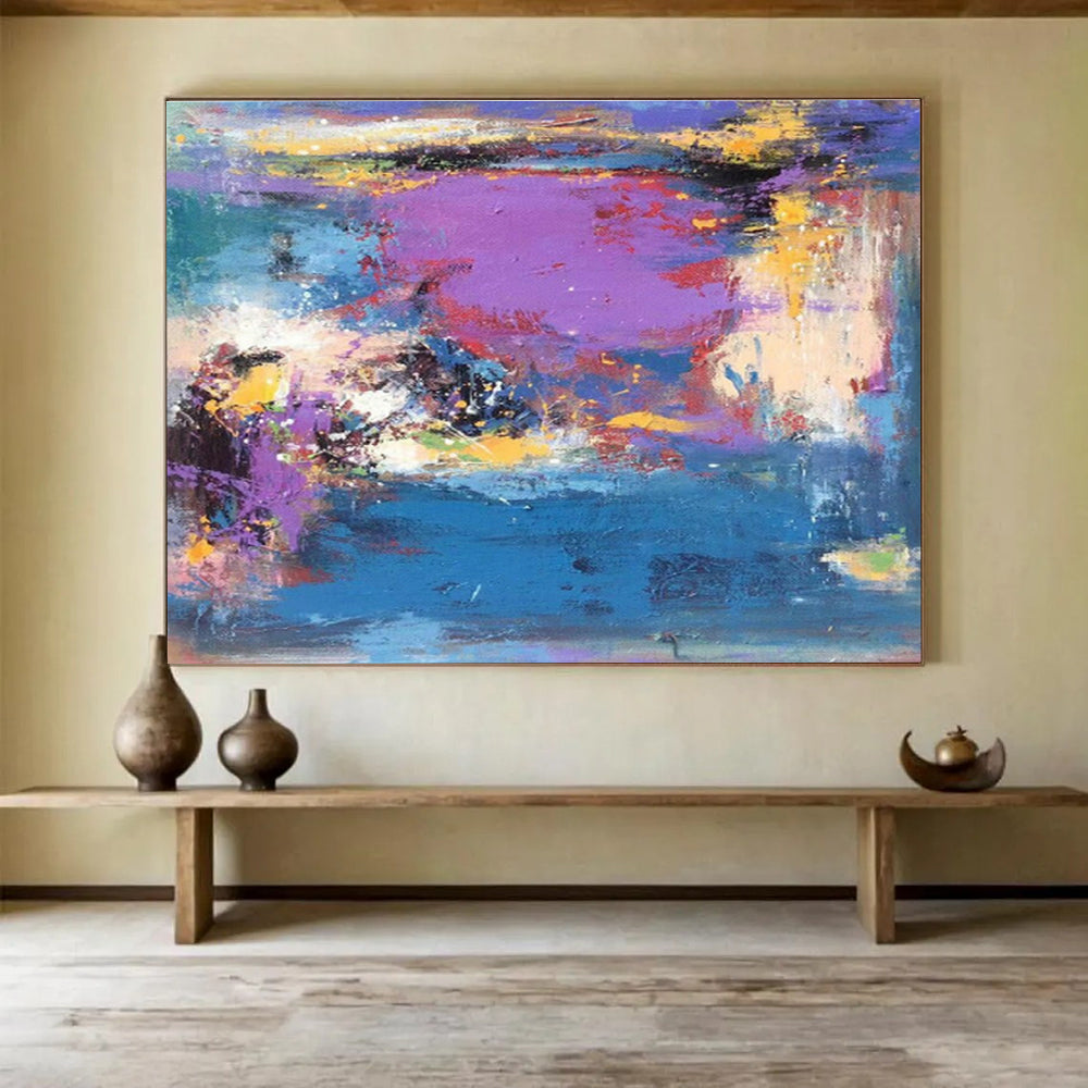 Bespoke Underwater Data Center Oversized Abstract Hand-Painted Mural DLZ2545
