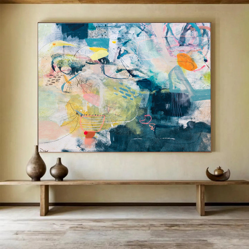Bespoke Hotel Lobby Giant Abstract Hand Painting