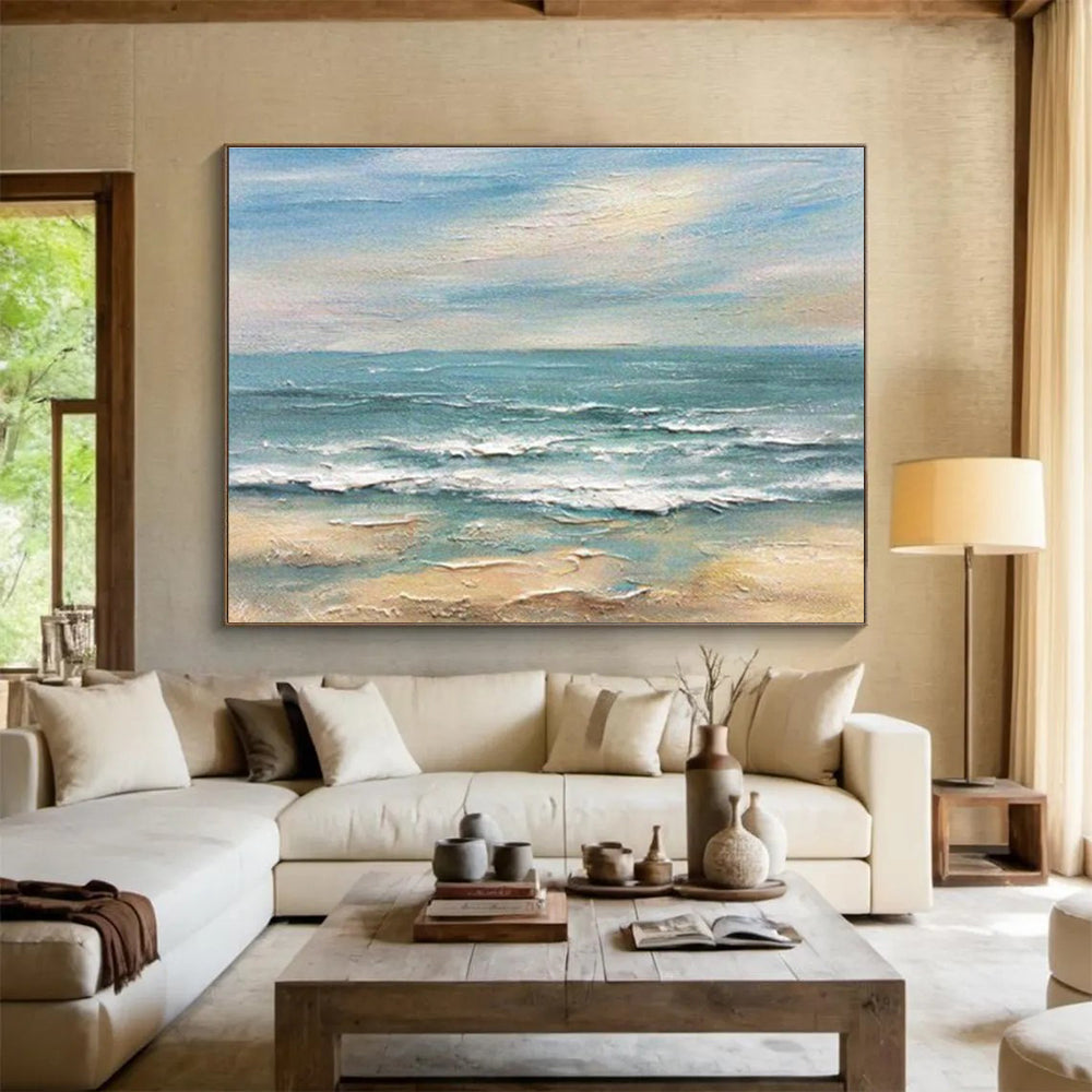 Oversized Custom Hand-Painted Abstract Art for Beachfront Conference Center DLZ2914