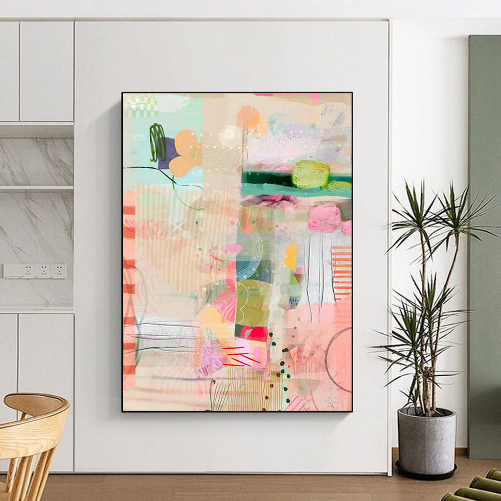 Large-Sized Custom Hand-Painted Abstract Canvas - Inviting Décor for Reception Areas  DLZ0151