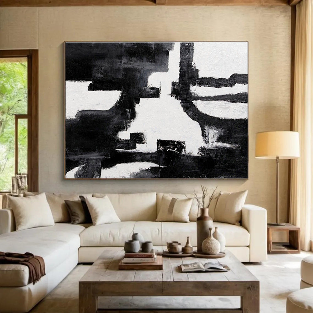 Light & Shadow Custom Hand-Painted Abstract Landscape Art for Dining Areas and Living Spaces