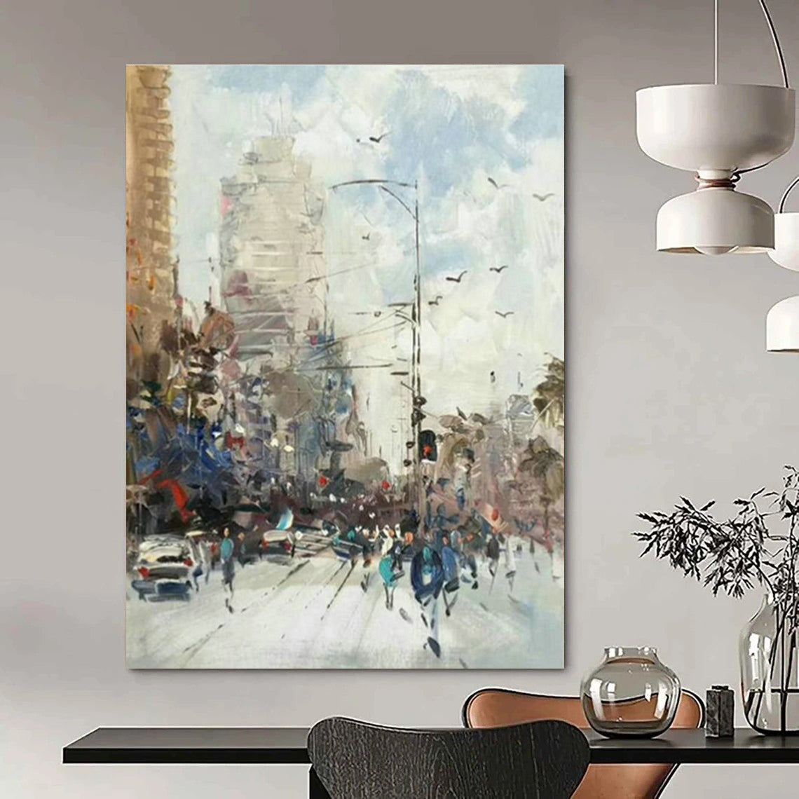 Vast Custom Hand-Painted Abstract Painting - Cinematic Realms for Film Production Studios’ Green Rooms  DLZ0345