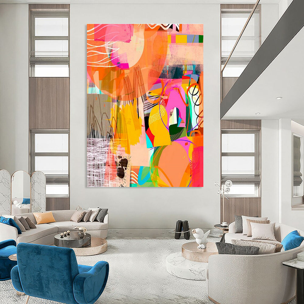 Large-Scale Customizable Hand-Painted Abstract Painting - Trendy Art Decoration for Bars  DLZ0131