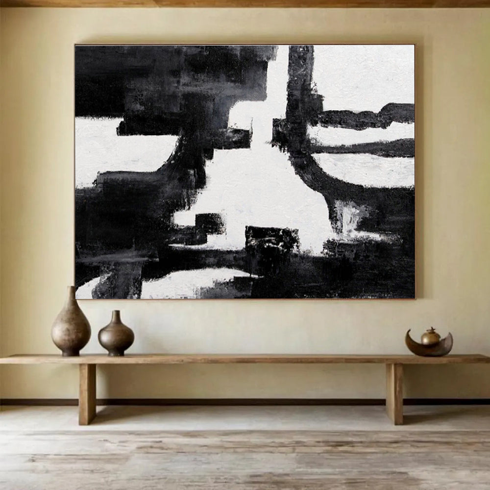 Light & Shadow Custom Hand-Painted Abstract Landscape Art for Dining Areas and Living Spaces