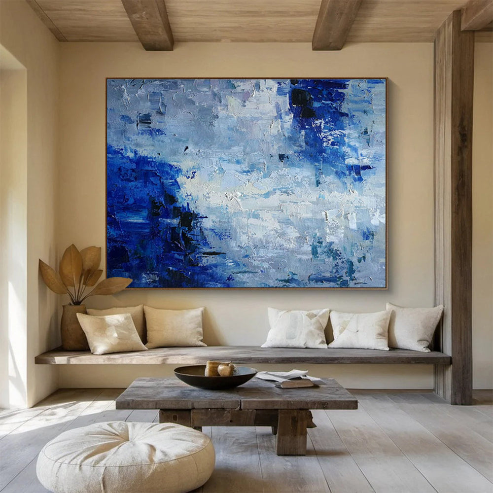 Big Hand-Painted Abstract Artwork, Rustic Earthy Hues for Farmhouse Decor DLZ3235
