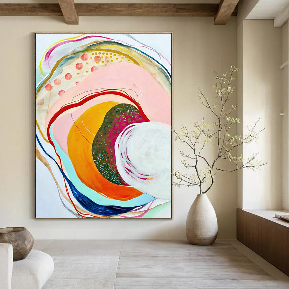 Large-Scale Custom Hand-Painted Abstract Painting - Warm Decoration for Maternity Centers  DLZ0139