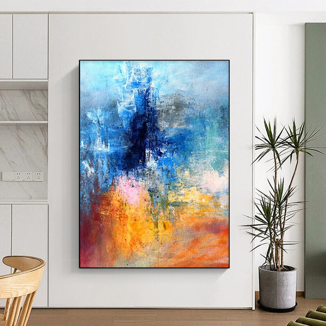 Oversized Custom Hand-Painted Abstract Wall Art for Antique Stores  DLZ0003