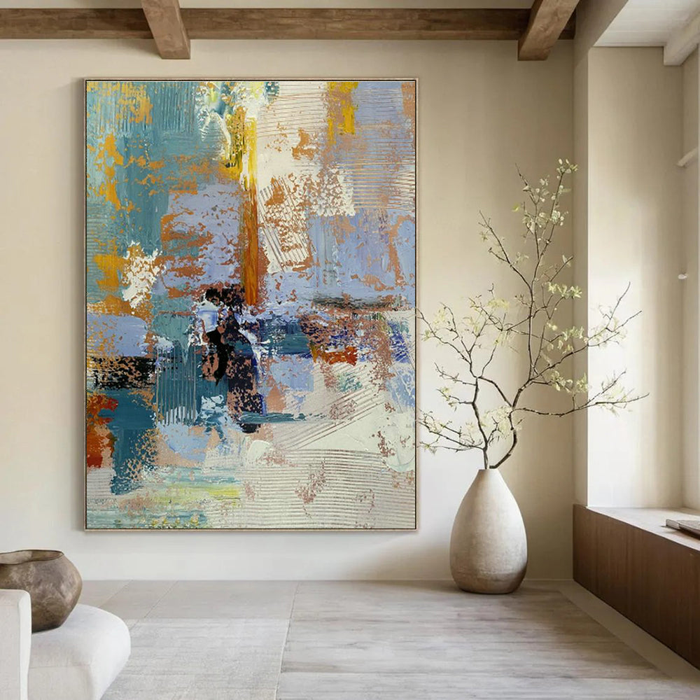 Large Custom Hand-Painted Abstract Canvas - Artistic Harmony for Yoga and Meditation Retreats  DLZ0348
