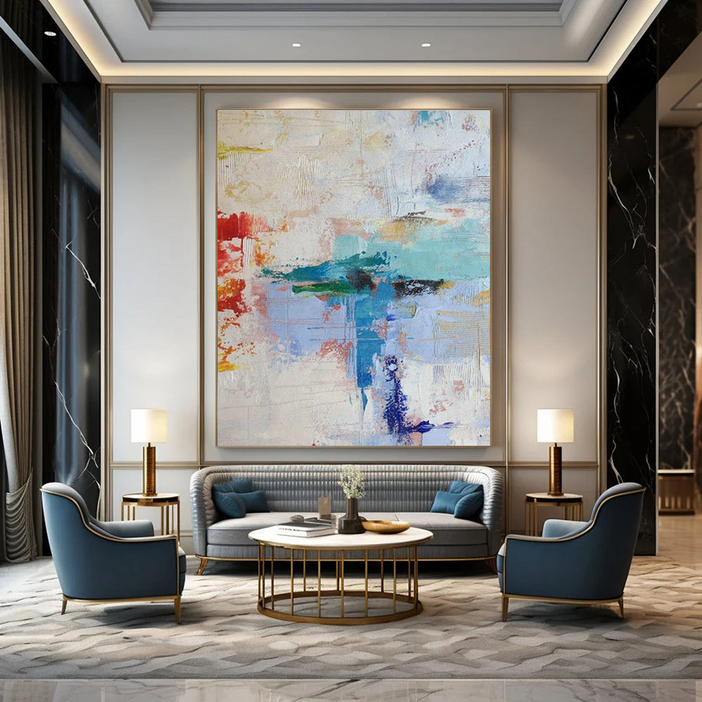 Sprawling Custom Hand-Painted Abstract Canvas - Retro Revival for Vintage Video Game Museums  DLZ0343