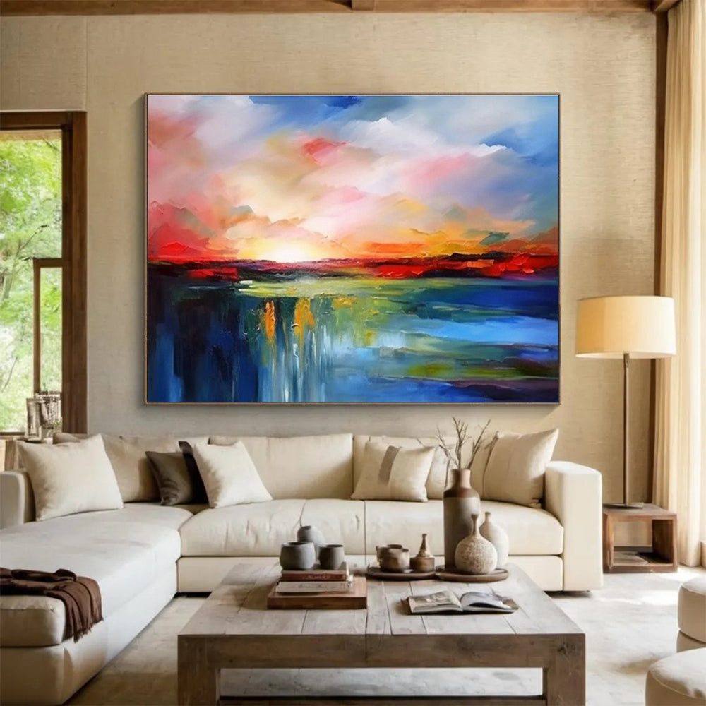Bespoke Underwater Concert Hall Oversized Abstract Hand-Painted Art DLZ2541