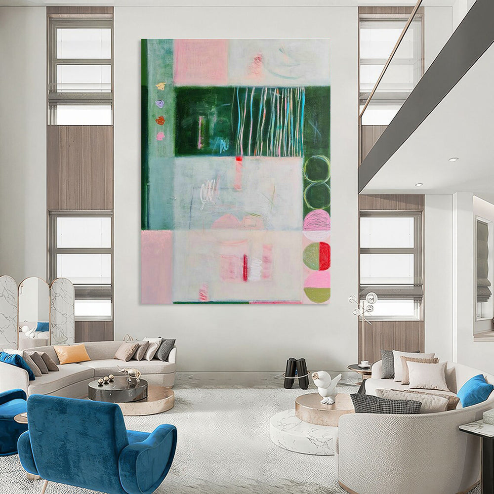 Large-Scale Customizable Hand-Painted Abstract Painting - Fun Art Decoration for Mahjong Rooms  DLZ0145