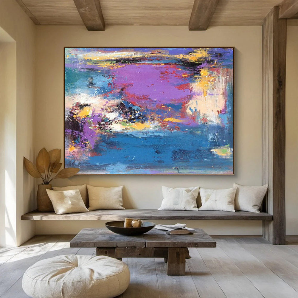 Bespoke Underwater Data Center Oversized Abstract Hand-Painted Mural DLZ2545