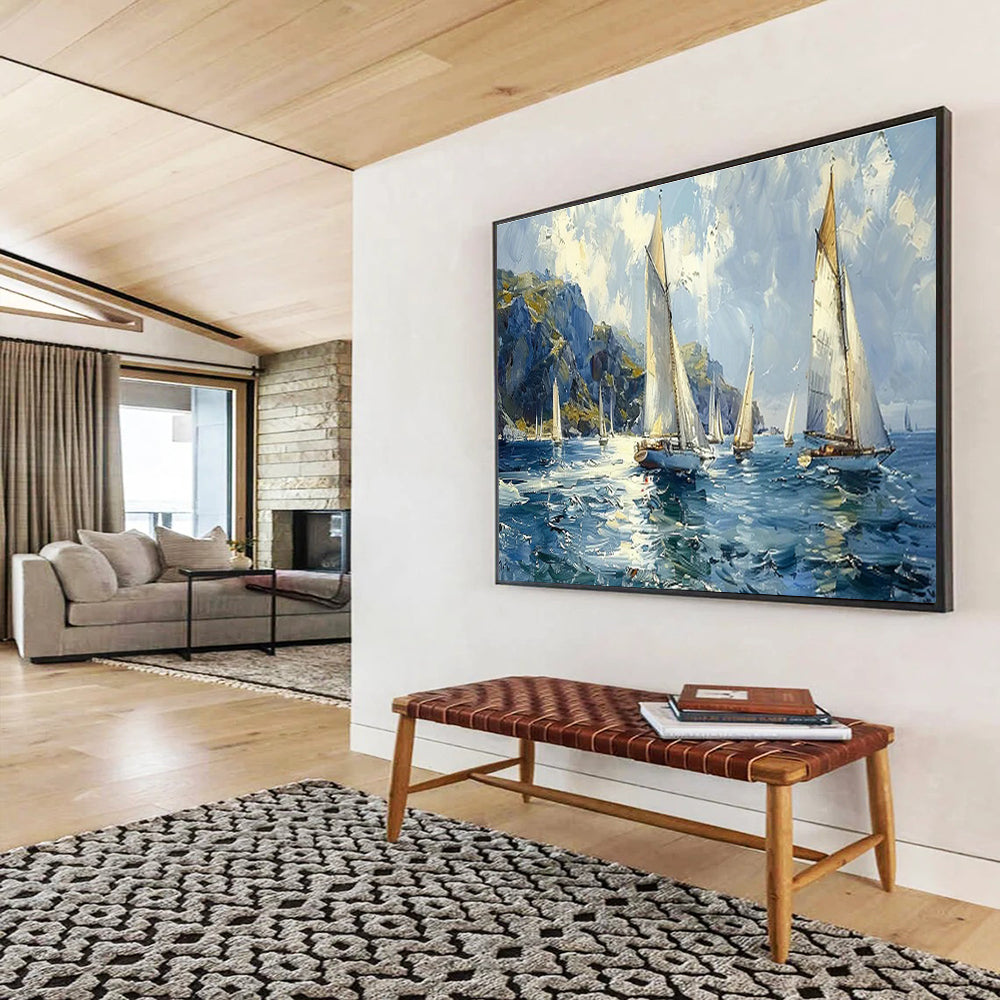 Large Custom Abstract Hand-Painted Art for Underwater Seismic Monitoring Station DLZ3053