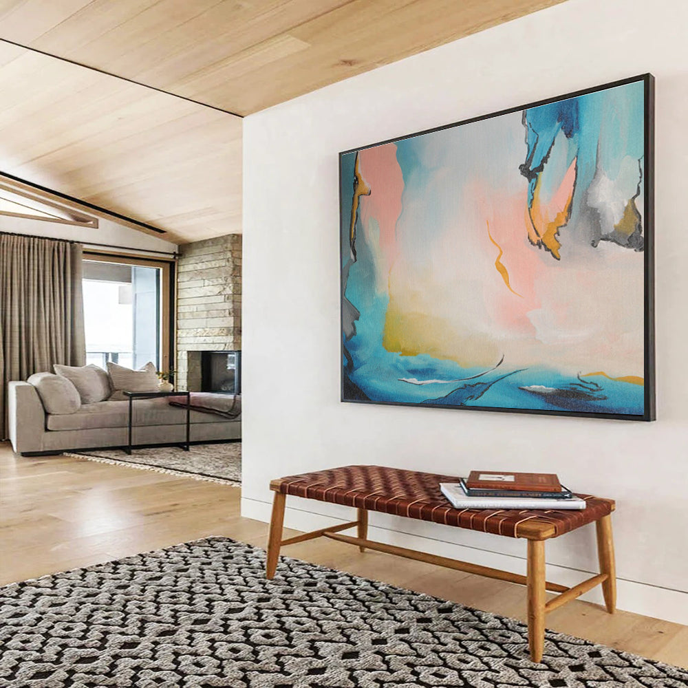 Optical Illusion Custom Hand-Painted Geometric Abstract Art for Entryways and Focal Points