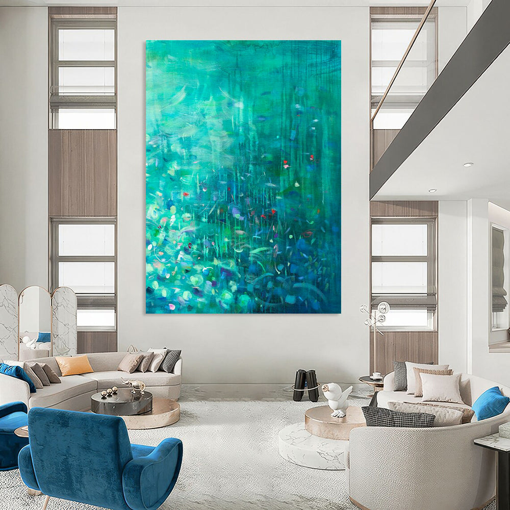 Large-Scale Custom Hand-Painted Abstract Painting - Engaging Decor for Science Centers  DLZ0159