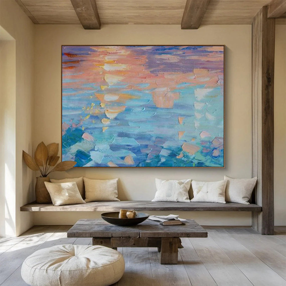 Oversized Custom Abstract Hand Painting for Arctic Freshwater Wetland Restoration Project Office DLZ3046