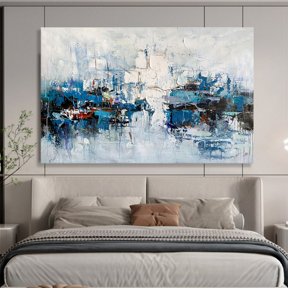 Custom-Made Vertical Aquaponics Tower Large Abstract Hand Painting DLZ2546