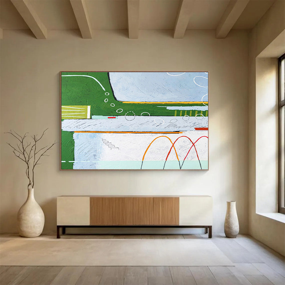 Large Custom Abstract Hand-Painted Art for Antarctic Penguin Colony Research Station DLZ2949