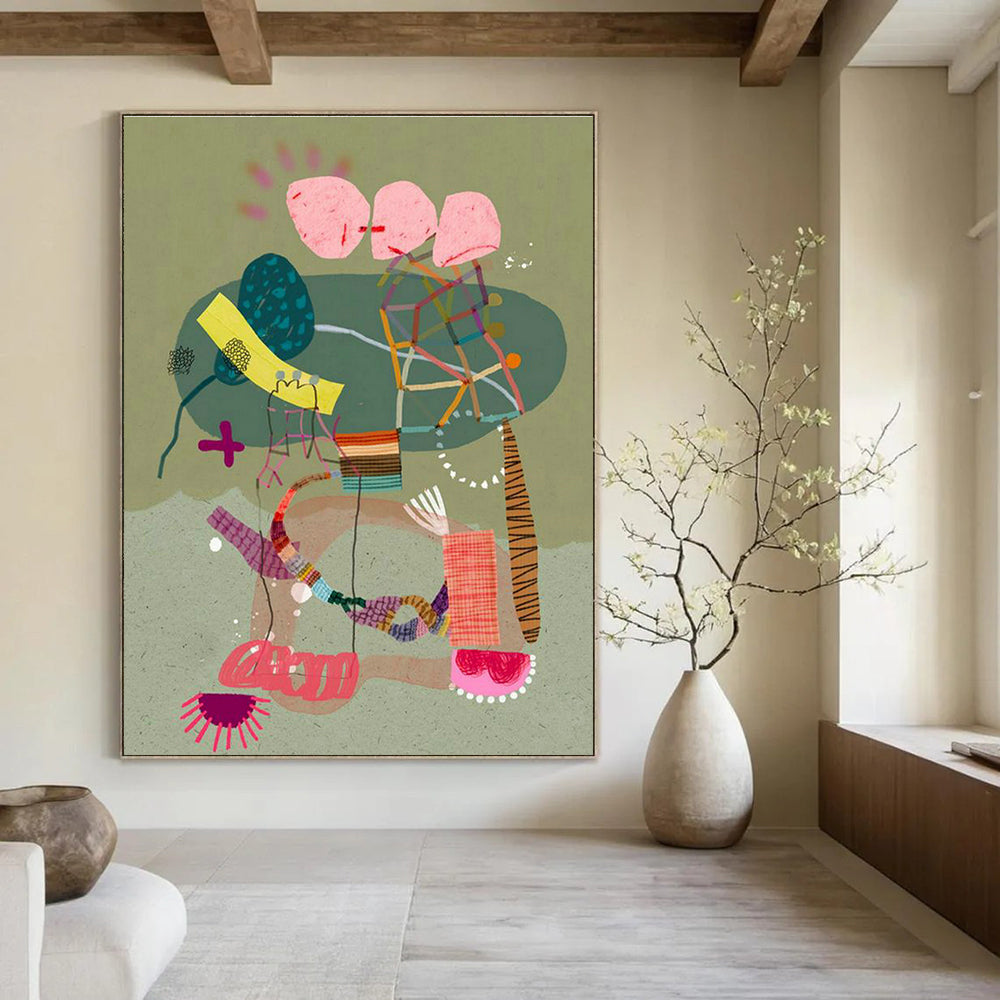 Immense Custom Hand-Painted Abstract Artwork - Engaging Decor for Museums  DLZ0175