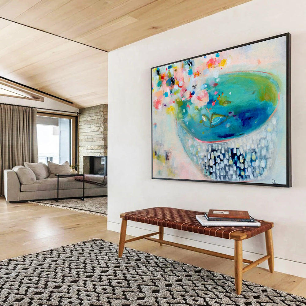 Concrete Base Custom Hand-Painted Abstract for Urban Art Galleries