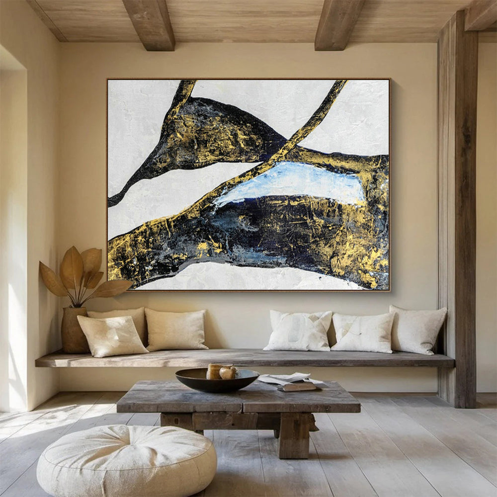 Customizable Extra-Large 3D Textured Hand-Painted Abstract Oil Painting for High-Ceiling Spaces
